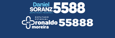 Faixa azul com Daniel Soranz 5588 acima de Ronaldo Moreira 55888